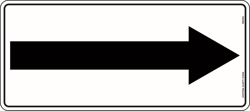 SIGN - POLY - ARROW-BLACK ON WHITE (200 X 450MM)